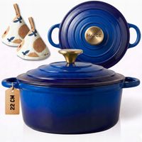 GARNEK ŻELIWNY 3L EMALIOWANY POKRYWKA GRANATOWY GAZ INDUKCJA PIEKARNIK 22CM