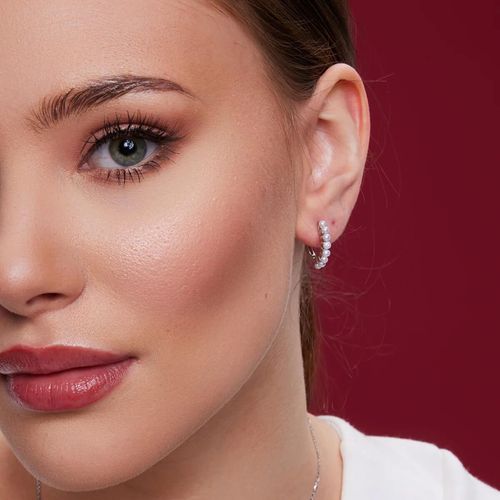 srebrne kolczyki koła z perełkami - kdn6484 na Arena.pl