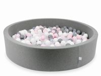Suchy basen szary 130x30 z piłeczkami 600 sztuk (przezroczyste, białe, szare, jasnoróżowe)