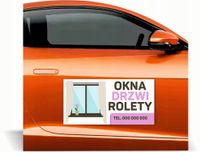 Magnes na samochód reklama magnetyczna 60x30 OKNA DRZWI ROLETY różne wzory