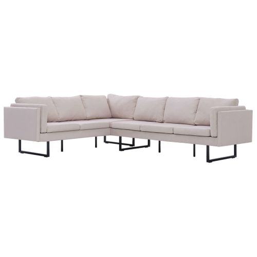 Sofa Narożna, Kremowa, Materiałowa na Arena.pl