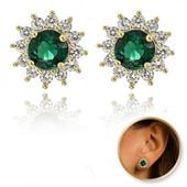 kolczyki ze stali szlachetnej pozłacane 14k złotem, z cyrkoniami kst3415