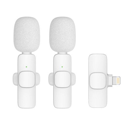 Mikrofon krawatowy bezprzewodowy Lightning podwójny (2 w zestawie) K1 biały na Arena.pl