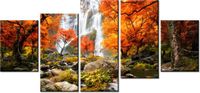 70CM 150CM OBRAZ 5 ELEM JESIENNY WODOSPAD ŚCIENNY