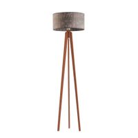 Lampa podłogowa MIAMI abażur szary melanż stelaż mahoniowy