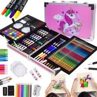 Duży zestaw artystyczny dla dzieci w walizce plastyczny 145 EL kredki farby