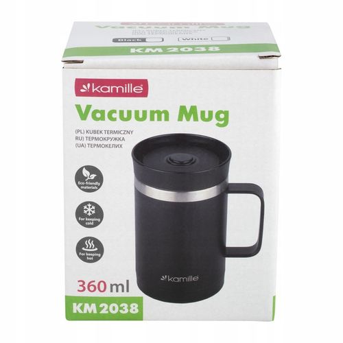 KUBEK TERMICZNY Z UCHEM TERMOS STALOWY SCZELNY pojemny bidon KAMILLE 360 ml na Arena.pl