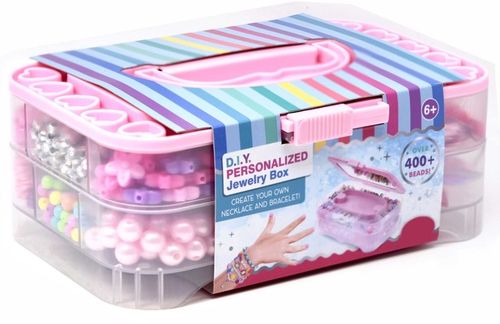 ZESTAW DO TWORZENIA BIŻUTERII BRANSOLETEK KORALIKI KUFEREK Z LUSTERKIEM na Arena.pl