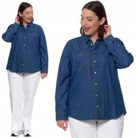 Damska Koszula Jeansowa Ciemny Niebieski Bawełna Rękaw Kołnierzyk MORAJ M