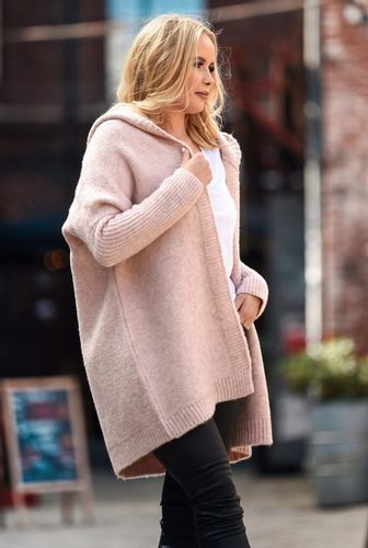 F618 Gruby KARDIGAN oversize KAPTUR, gładki na Arena.pl