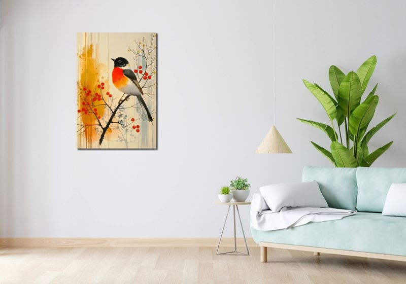 Obraz 60x90cm Jesienny Rudzik zdjęcie 2