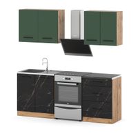 Kuchnia modułowa z blatem pojemna 2m wotan butelkowa zieleń san sebastian