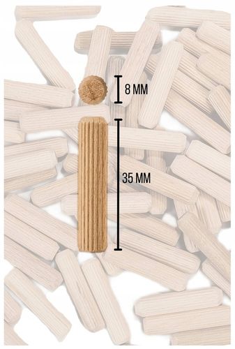 drewniane kołki dyble do mebli długość 35mm fi 8mm 1kg 1000g na Arena.pl