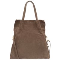 VERA PELLE torebka damska zamszowa shopper z paskiem na ramię V676 taupe