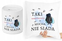 Dla Marketingowca Zestaw Poduszka + Skarbonka Z Nadrukiem Ze Zdjęciem