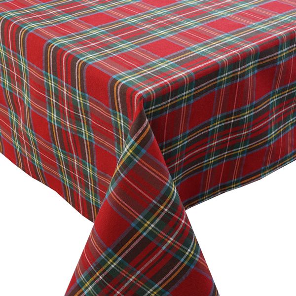 Obrus Świąteczny 138x140 w Kratę Czerwoną Włoski Look zdjęcie 1