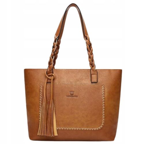 Damska Torebka A4 SHOPPER duża pojemna klasyczna skórzana brązowa eko skóra na Arena.pl