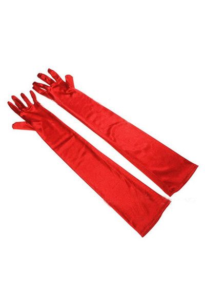 Long Satin Red Gloves Tu (Size: Tu) zdjęcie 4