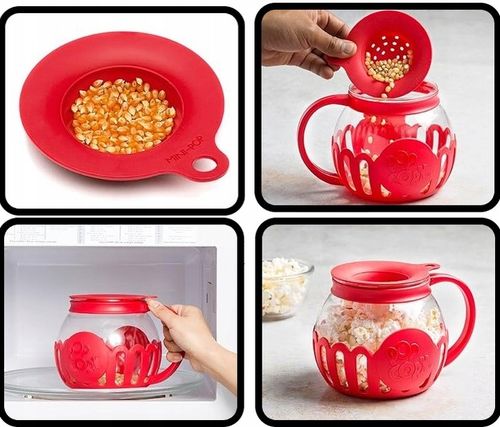 DZBANEK DO ROBIENIA POPCORNU W MIKROFALÓWCE SZKLANY 3w1 POPCORN MAKER na Arena.pl