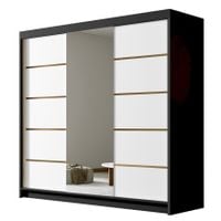 Szafa przesuwna EVO VI 200-pojemna garderoba-CZARNY/BIAŁY