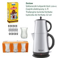 Zestaw do Tureckiej Herbaty: Czajnik Elektryczny, Herbata, Szklanki i Łyżec