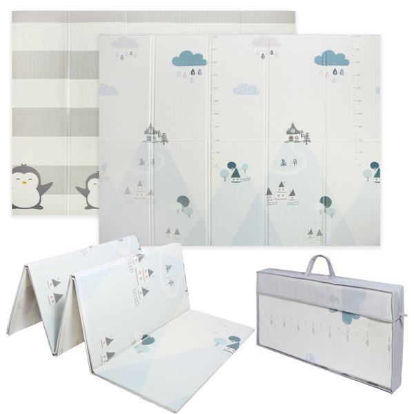 Dwustronna edukacyjna piankowa mata dziecięca XXL 180x200 cm - pingwinek zdjęcie 1