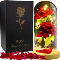 WIECZNA RÓŻA W SZKLE ŚWIECĄCA PREZENT NA WALENTYNKI DZIEŃ KOBIET URODZINY
