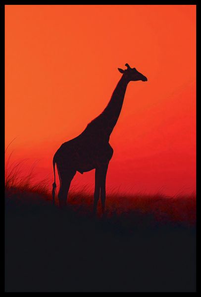 Plakat 40x60cm Żyrafa w Czerni zdjęcie 2