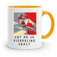 Kubek Żółty Nosacz Janusz Łot Ar Ju Pie**Oling Z Nadrukiem Ze Zdjęciem