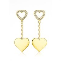 kolczyki ze stali szlachetnej pozłacane 14k złotem, wiszące serca kst3460