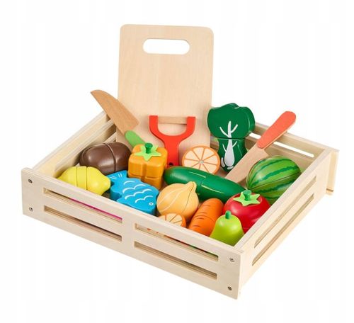 KLOCKI MAGNETYCZNE DREWNIANE OWOCE WARZYWA KLOCKI DUŻY ZESTAW MONTESSORI na Arena.pl