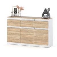 Komoda Nowoczesna 3 Szuflady Oleksa Plus 120cm Pojemna Szafka Biała Sonoma