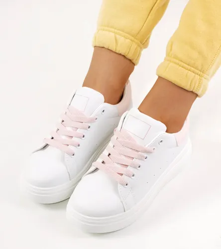 Biało różowe sneakersy na platformie Justar 37 na Arena.pl