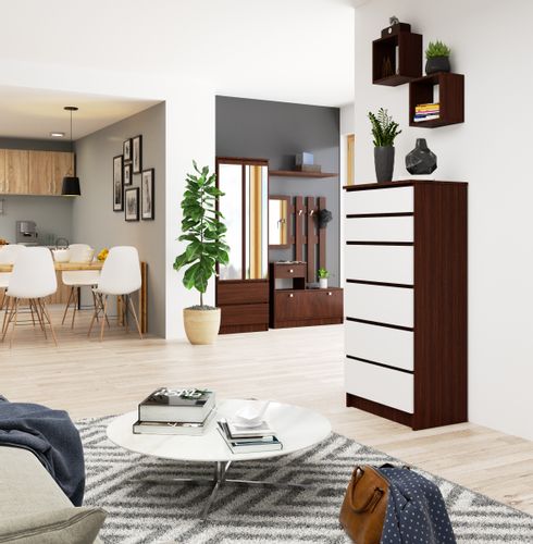 KOMODA K60 6 SZUFLAD WENGE / BIAŁA na Arena.pl