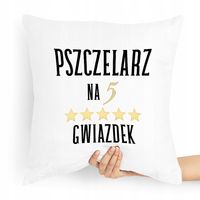 Poduszka Prezent Dla Pszczelarza Na Pięć Gwiazdek Z Nadrukiem Ze Zdjęciem