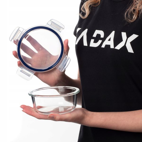 KADAX Szklany Pojemnik Na Żywność 400ml Z Pokrywką Śniadaniówka zdjęcie 2