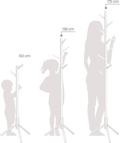 Wieszak stojący biały drewniany 8 haczyków podłogowy do przedpokoju 175 cm na Arena.pl