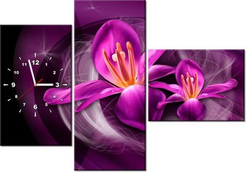 100CM 70CM ZEGAR 3 ELEM RÓŻOWE KOSMICZNE KWIATY JAKUB BANAŚ ŚCIENNY OBRAZ na Arena.pl