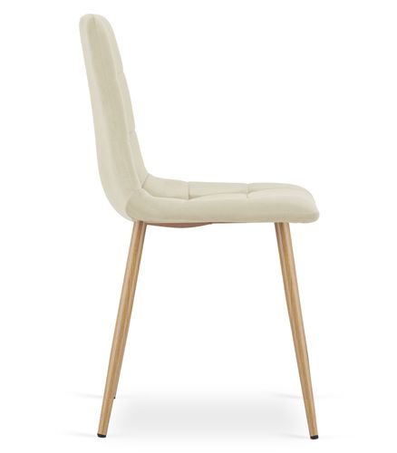 Krzesło KARA - jasny beż aksamit / nogi kolor drewna x 2 na Arena.pl