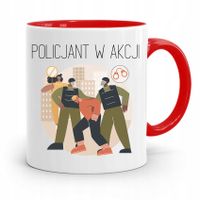 Kubek Czerwony Dla Policjanta Policjantki W Akcji Z Nadrukiem Ze Zdjęciem