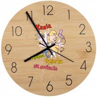 Bambusowy ZEGAR ścienny nadruk UV PREZENT DLA FRYZJERKI + IMIĘ