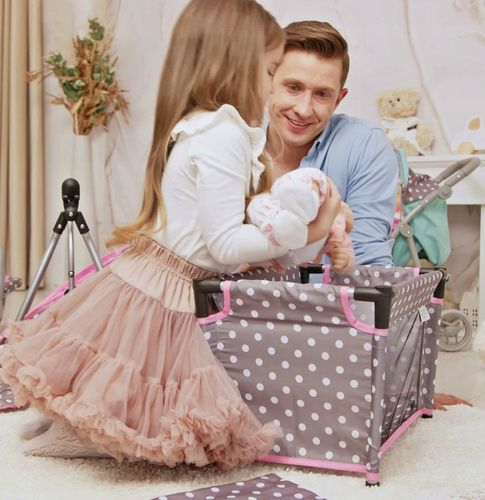 Łóżeczko dla lalek turystyczne kojec + TORBA POŚĆIEL ZESTAW 52 cm Doris na Arena.pl