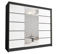 Szafa przesuwna DAVOS VI z lustrem 250cm - garderoba- CZARNY/BIAŁY
