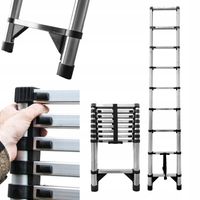 Drabina teleskopowa 9 stopni przystawna składana antypoślizgowa 2,6 m