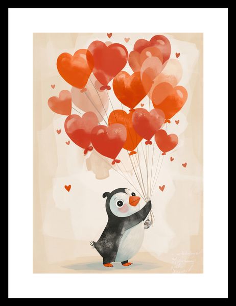 Plakat 21x29,7cm Pingwinek z Balonami zdjęcie 3