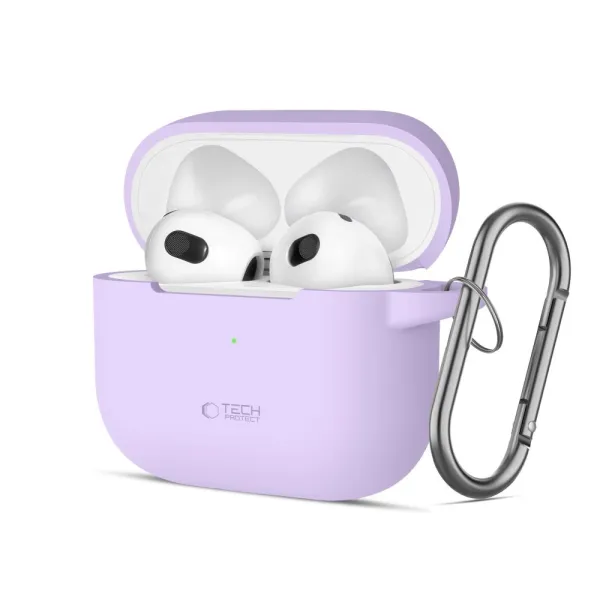 Etui Tech-Protect Silicone Hook na Apple AirPods 3 - fioletowe zdjęcie 1