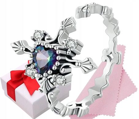 Pierścionek Ażurowy Czarny Krzyż srebro regulowany s925 +pudełko zdjęcie 1