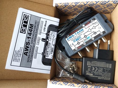 (1szt) Rozdzielacz Wzmacniacz 1/4TV AWS-144M bez zakłóceń LTE + na Arena.pl