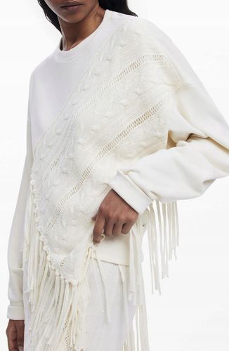 Bluza z frędzlami DESIGUAL biały M na Arena.pl