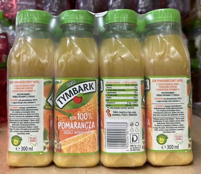Tymbark napój pomarańcza 300ml - karton zdjęcie 1